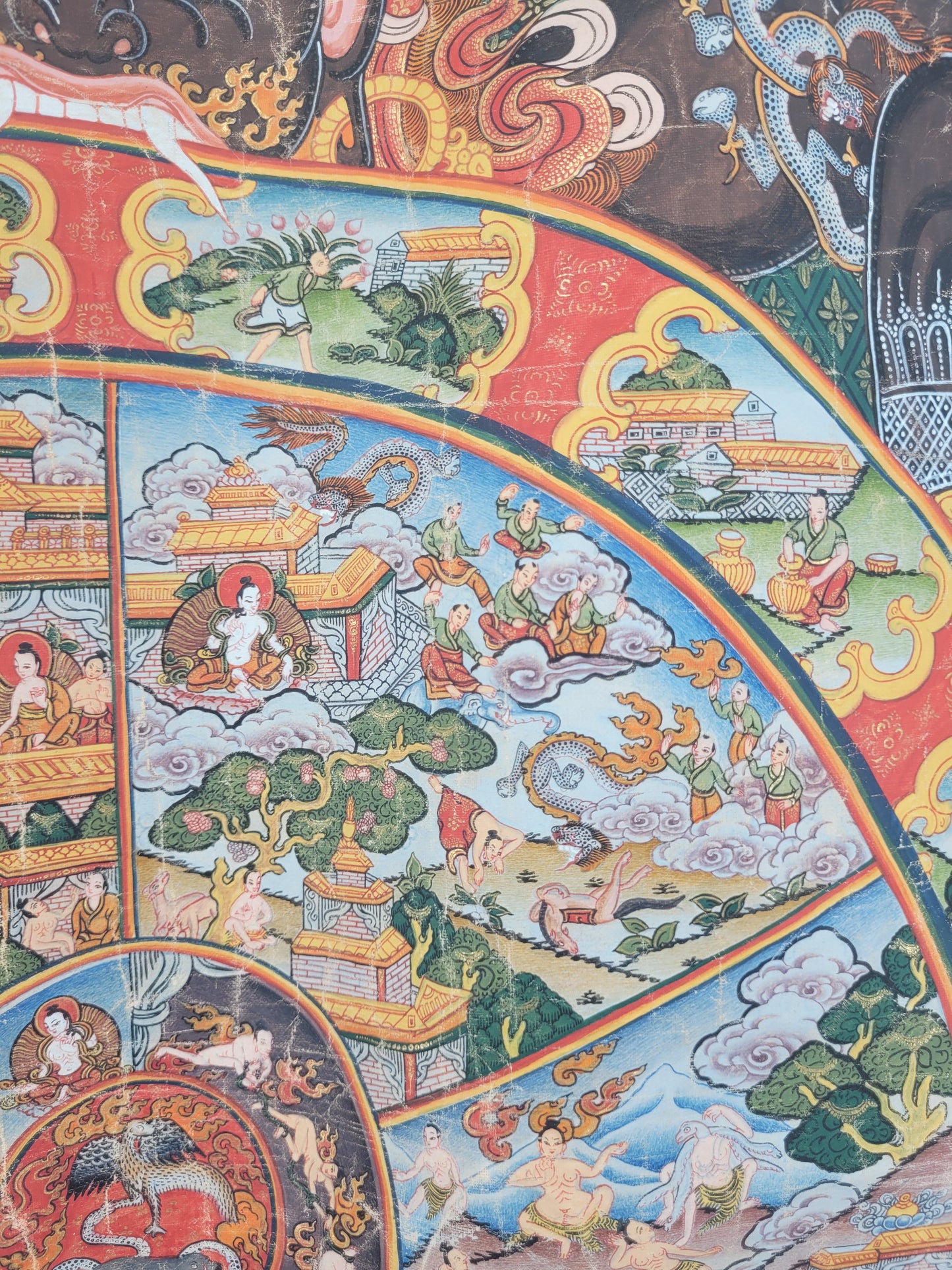 Tibetanisches Thangka Vorhang Teppich Gemälde Rad des Lebens