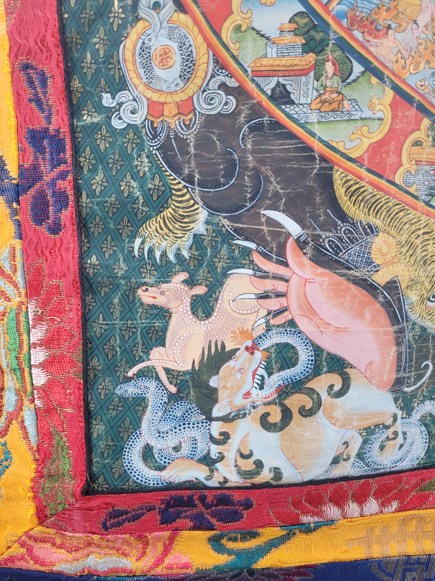 Tibetanisches Thangka Vorhang Teppich Gemälde Rad des Lebens