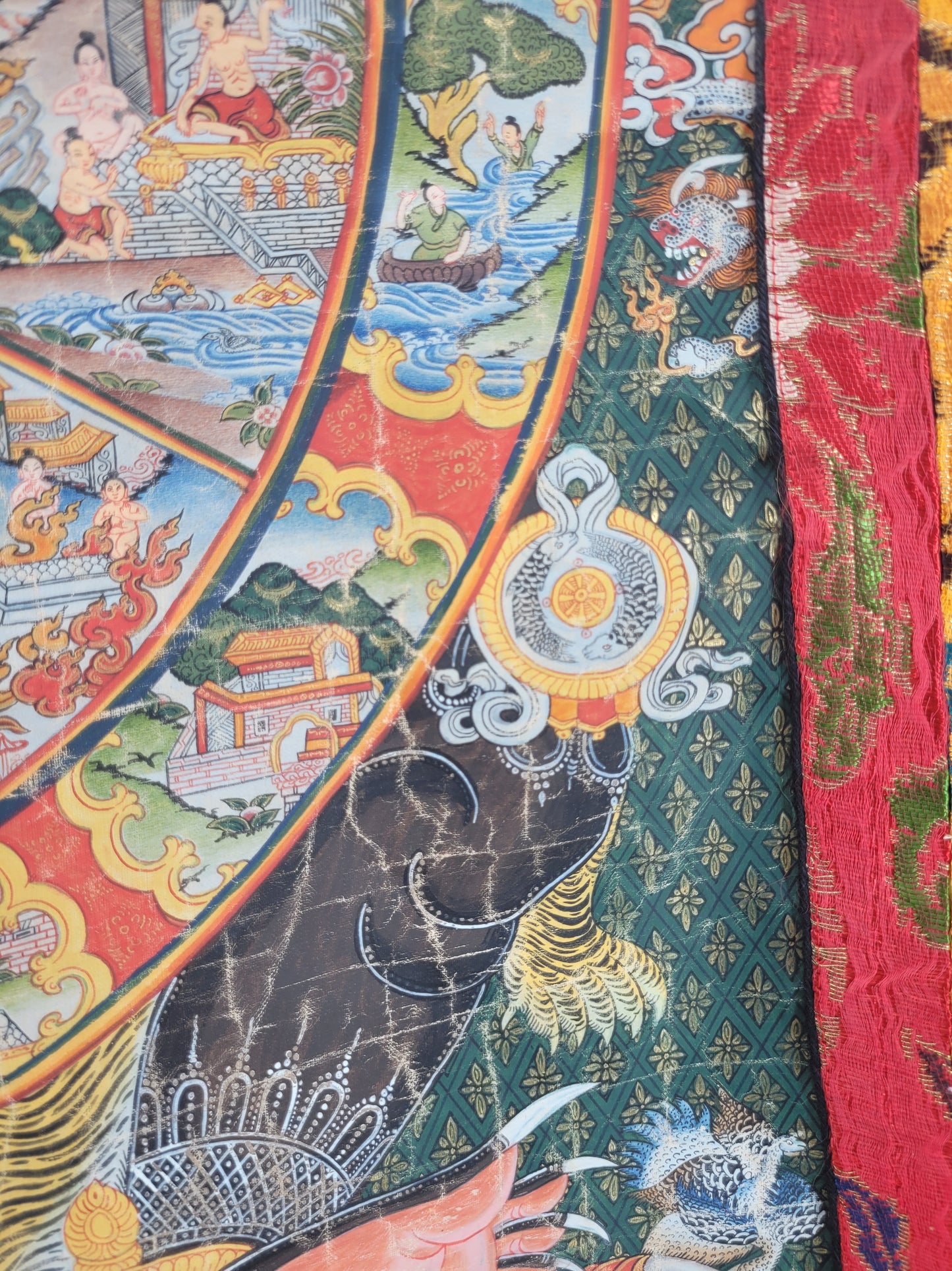 Tibetanisches Thangka Vorhang Teppich Gemälde Rad des Lebens