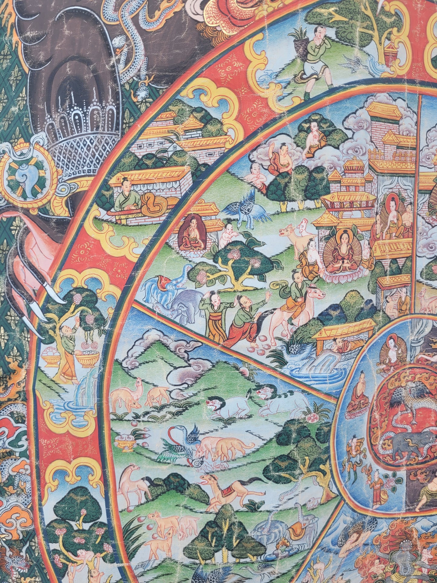 Tibetanisches Thangka Vorhang Teppich Gemälde Rad des Lebens