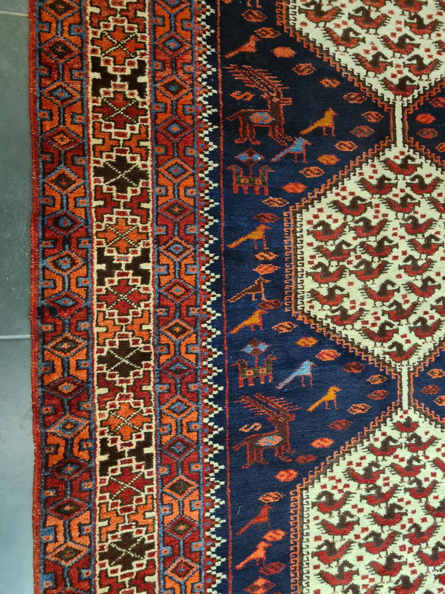 Antiker Handgeknüpfter Orientteppich – Heris Teppich 375x155cm