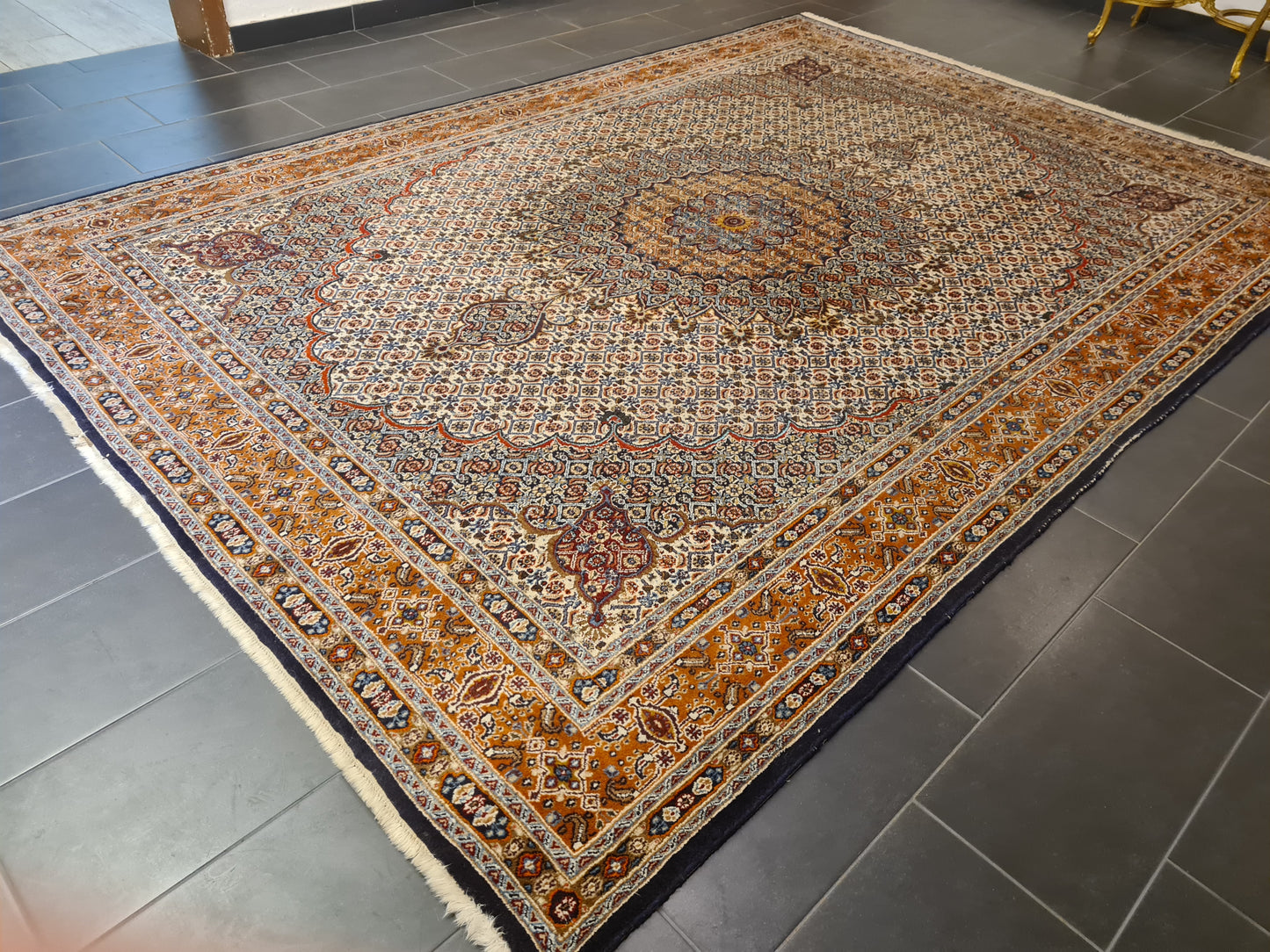 Prachtvoller Handgeknüpfter Orientteppich Perser Palast Moud Teppich 355x248cm