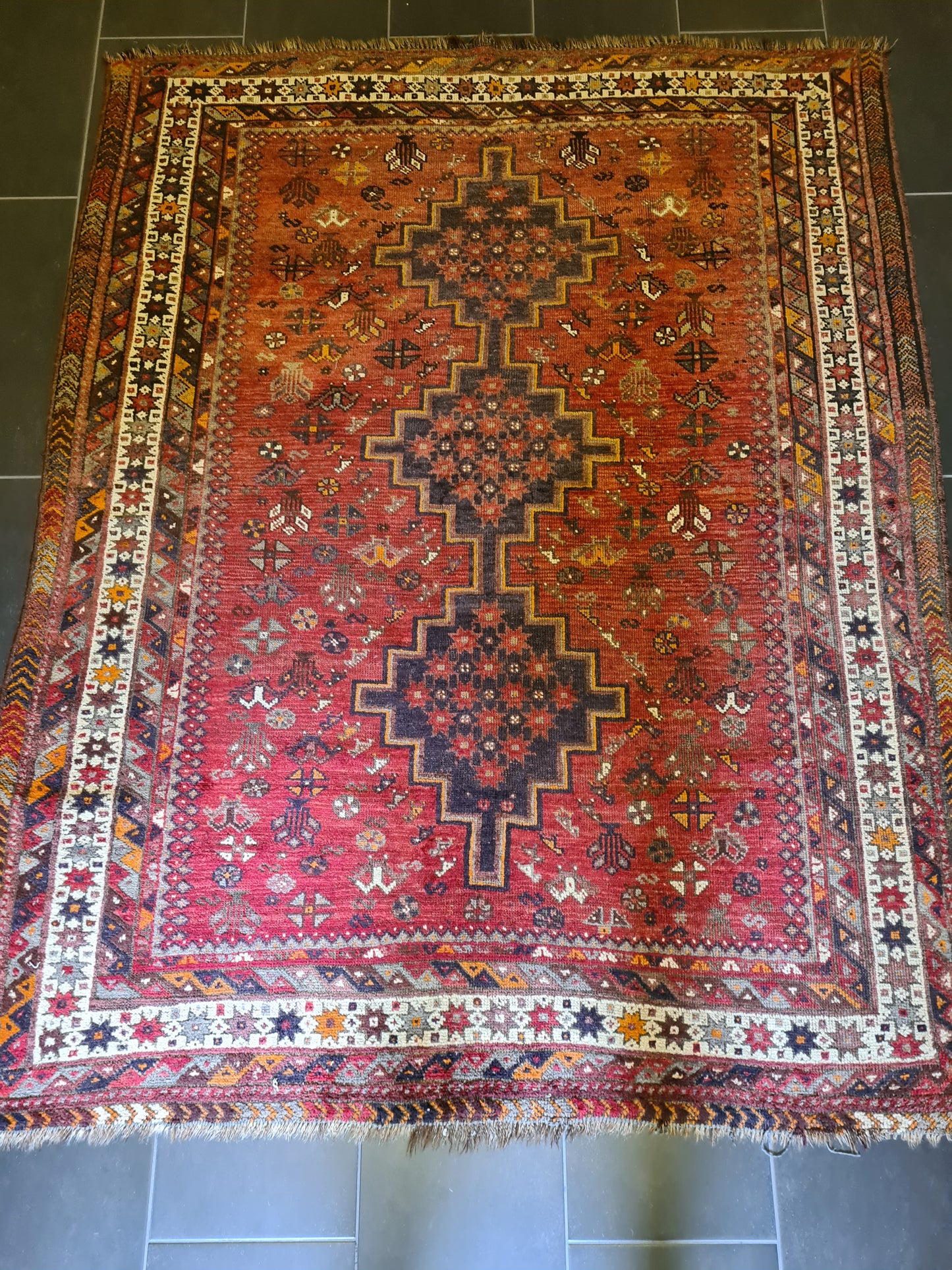 Antiker Handgeknüpfter Perser Ghashghai Teppich 204x162cm