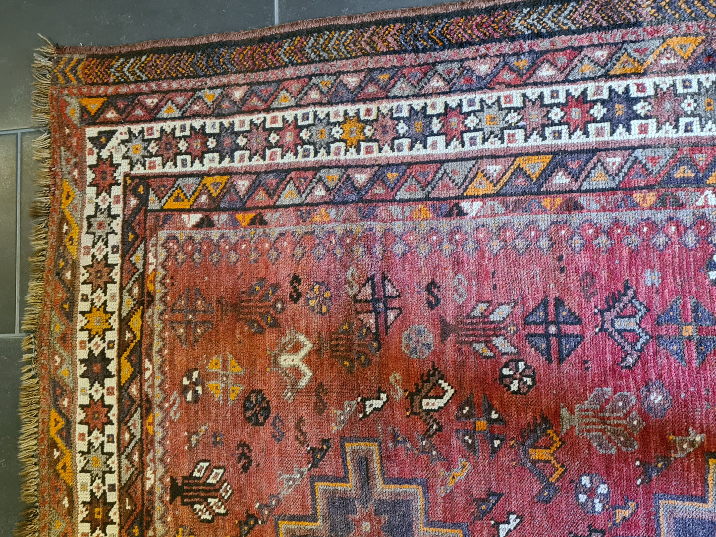 Antiker Handgeknüpfter Perser Ghashghai Teppich 204x162cm