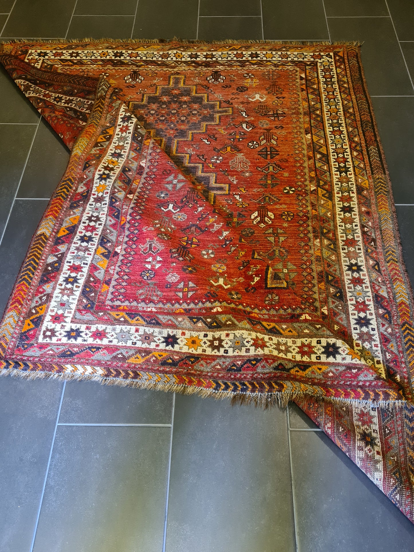 Antiker Handgeknüpfter Perser Ghashghai Teppich 204x162cm