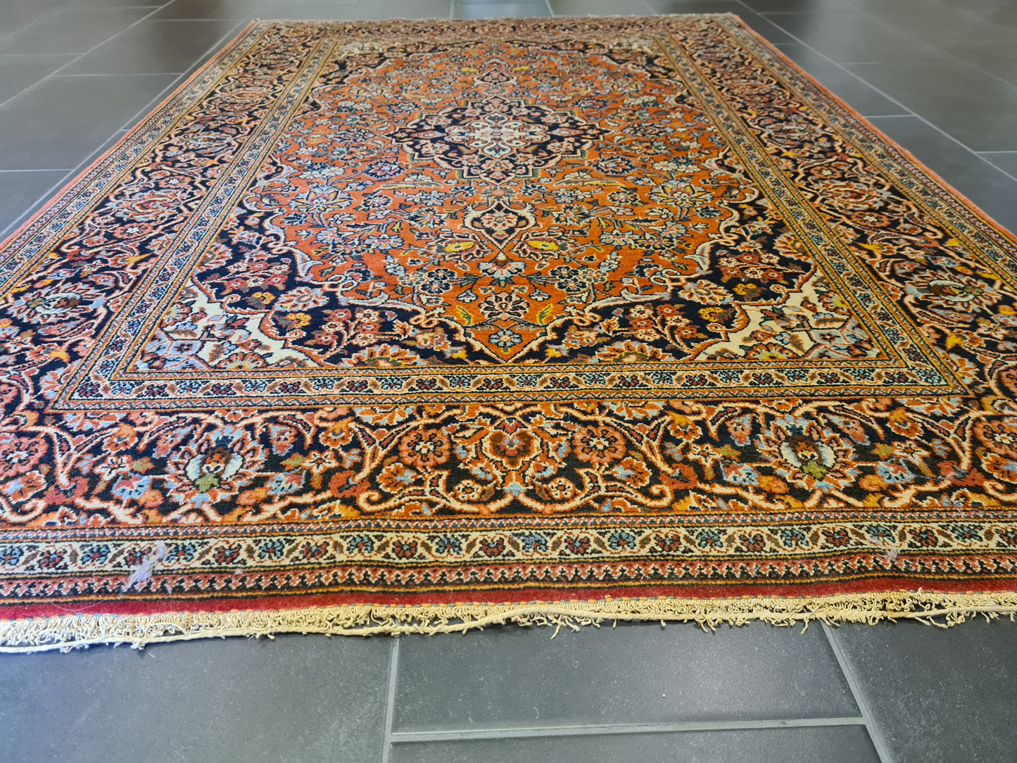 Handgeknüpfter Persischer Keshan Orientteppich 208x136cm