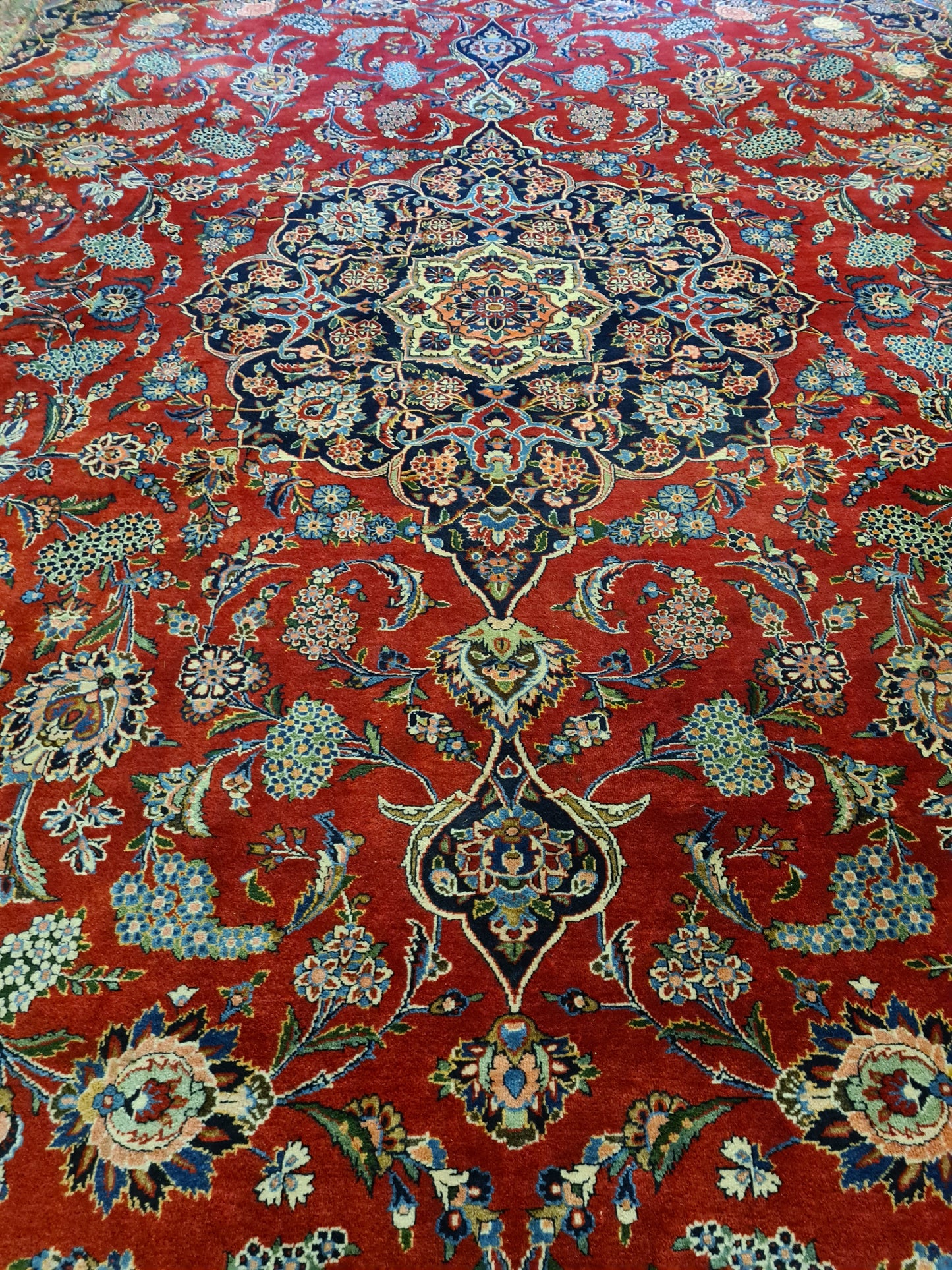 Palast-Teppich: Antiker Keshan Perserteppich Orientteppich 440x315cm