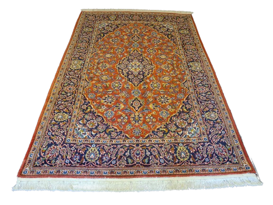 Handgeknüpfter Persischer Keshan Teppich Blumenmotive 212x145cm