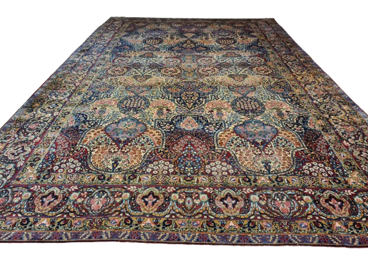 Antiker Feiner Palast Teppich: Handgeknüpfter Kirman Laver Orientteppich 528x349cm