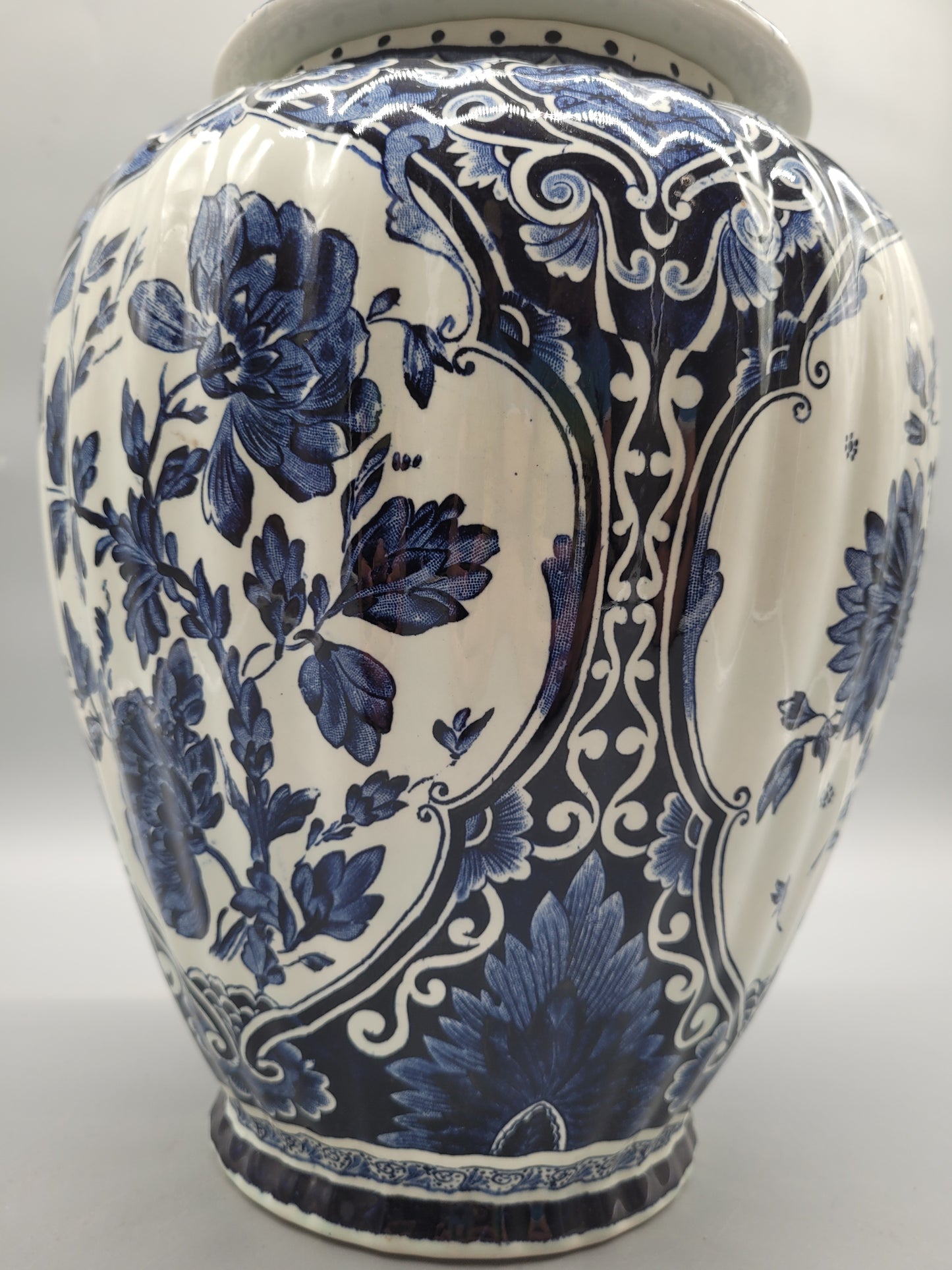 Große Delfts Holland Deckelvase Royal Blau mit Sphinx Höhe 47cm