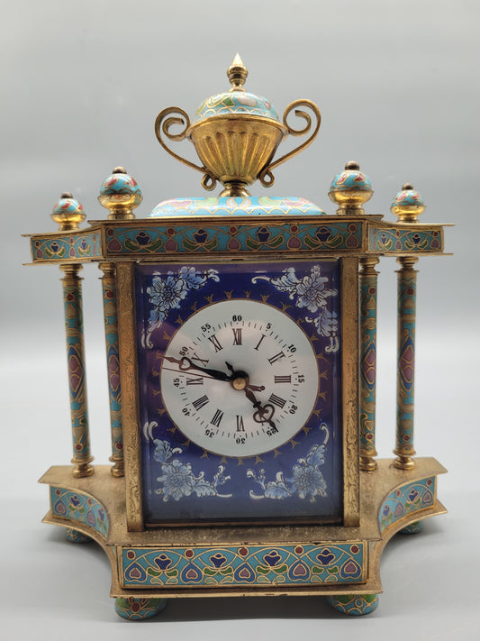 Chinesische Cloisonné-Emaille Mantel Clock, Tisch-/Kaminuhr