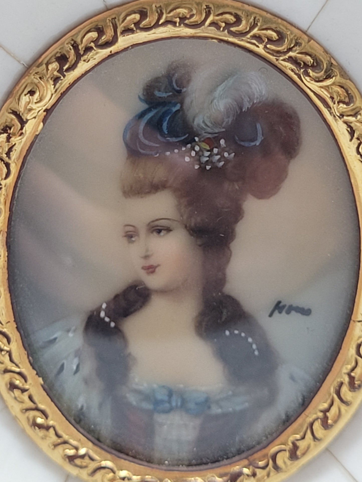 Miniatur-/Lupenmalerei Portrait Madame Pompadour (1721-1764)