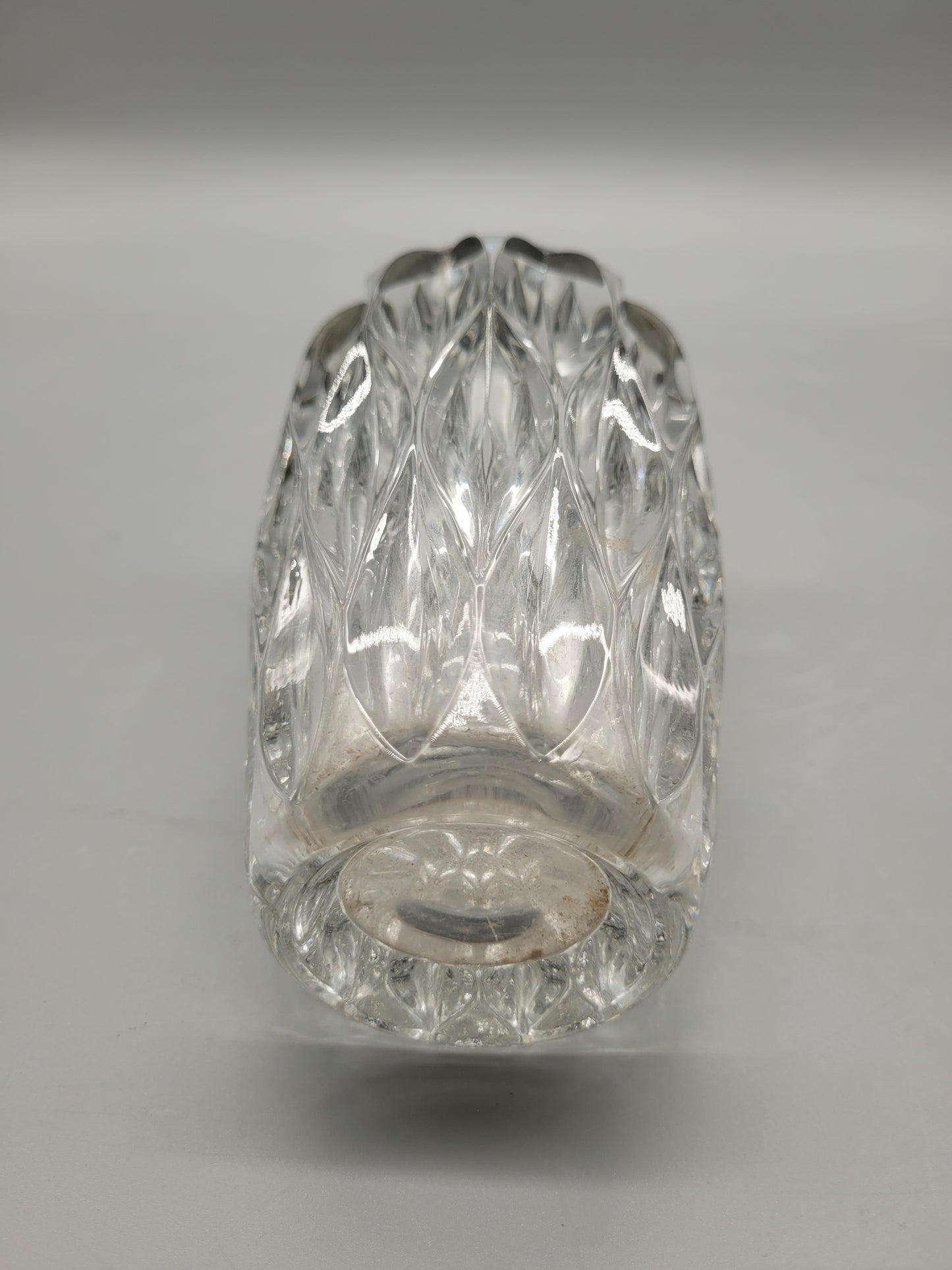 Dekorative Vintage Vase aus Kristallglas mit versilbertem Rand