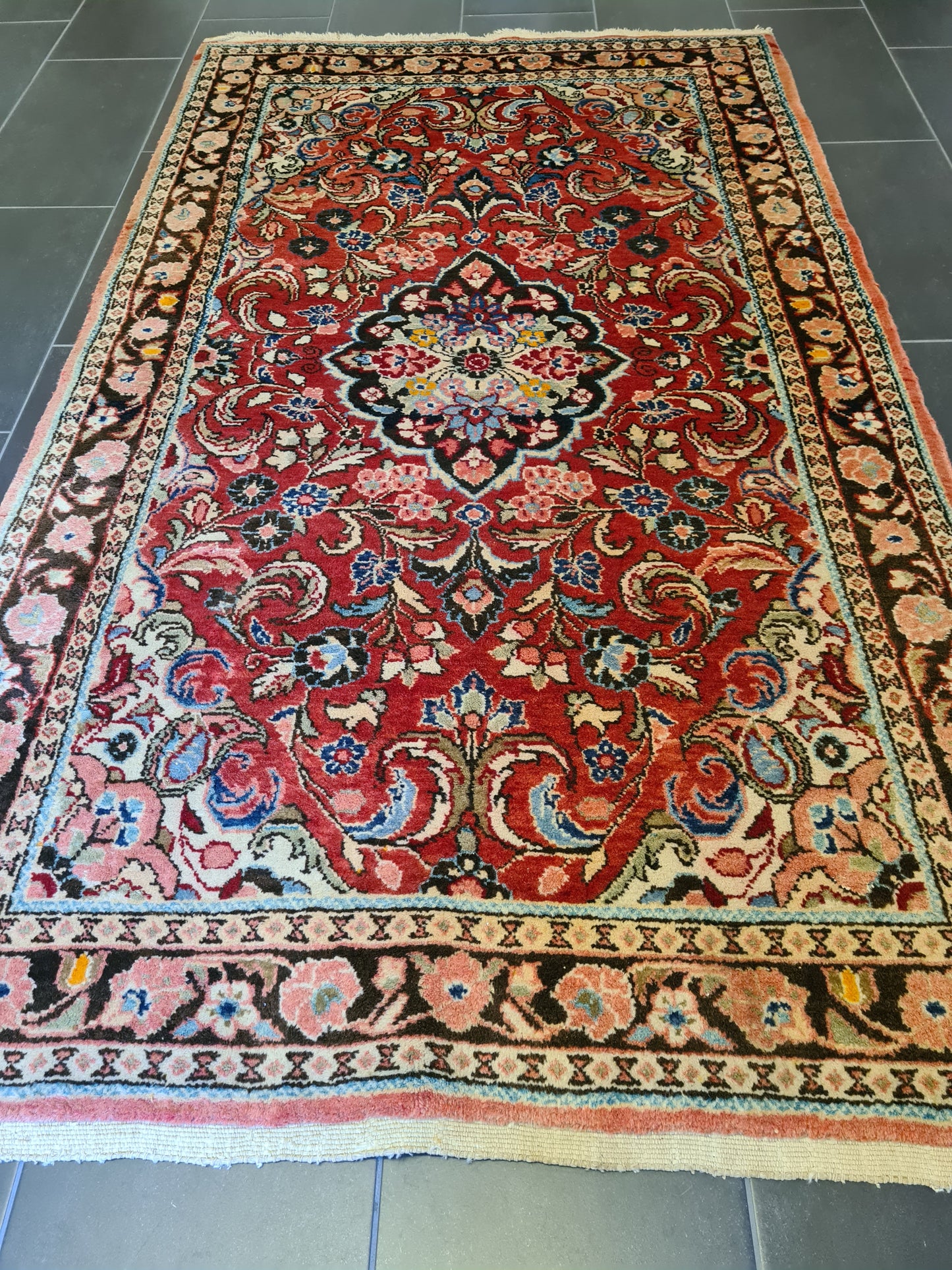 Antiker Handgeknüpfter Sarough Mahal Perser Teppich 214x130cm