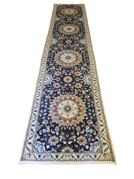 Feiner Handgeknüpfter Nain Perser Teppich Orientteppich 370x78cm