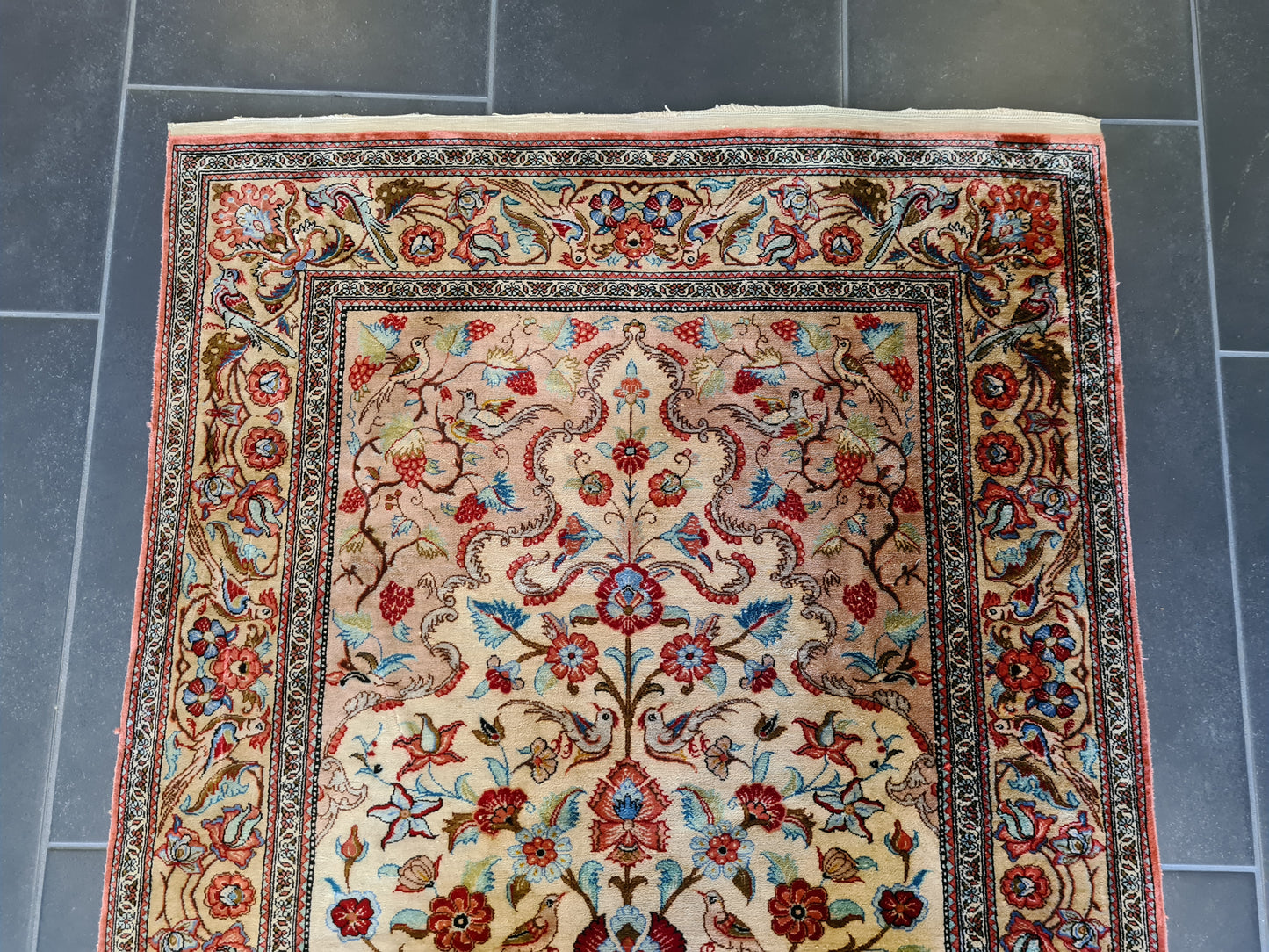 Wertvoller Handgeknüpfter Persischer Ghoum-Seidenteppich 116x79cm