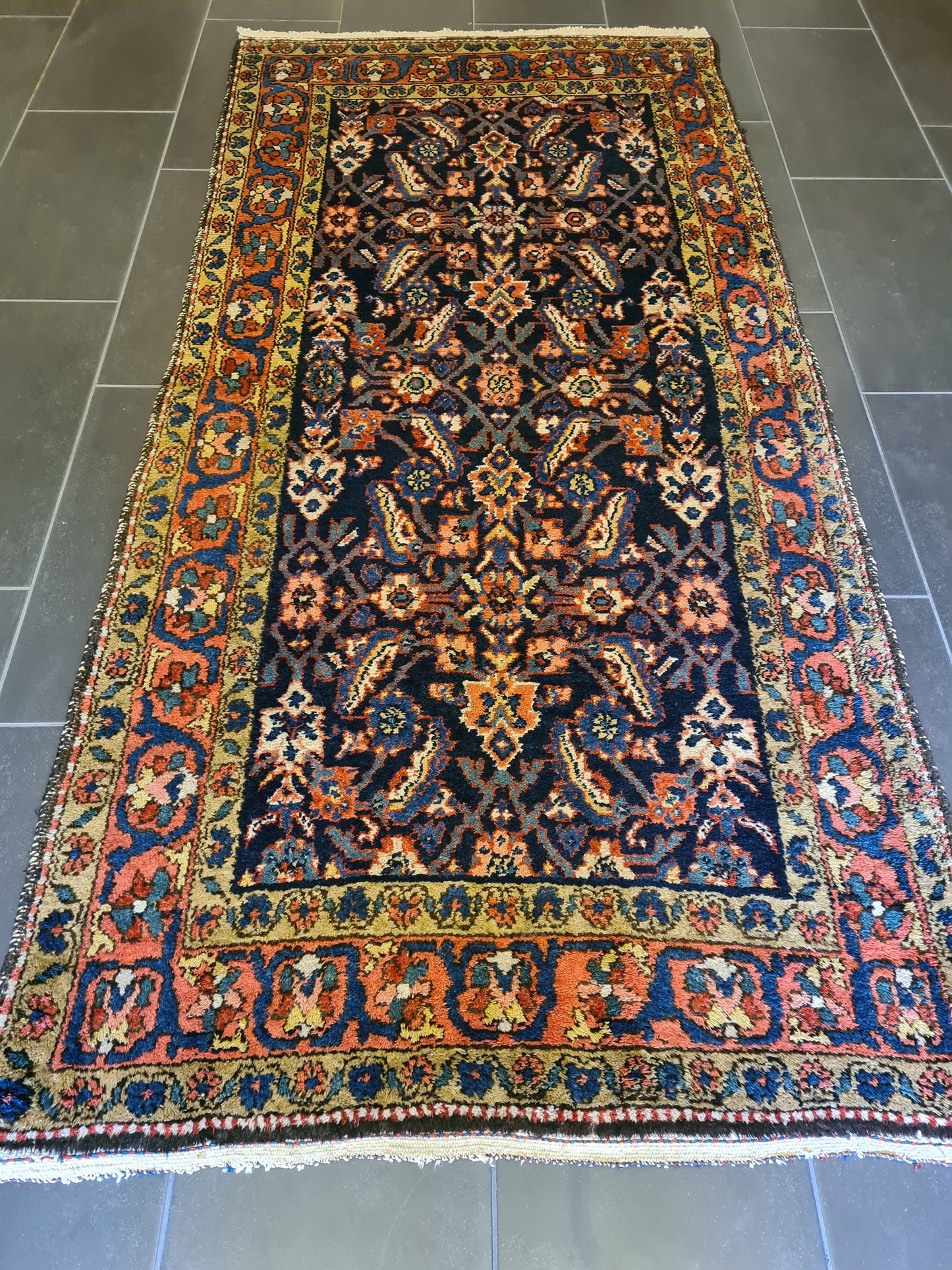 Antiker Handgeknüpfter Sarough Hamedan Orientteppich Sammlerstück 220x106cm