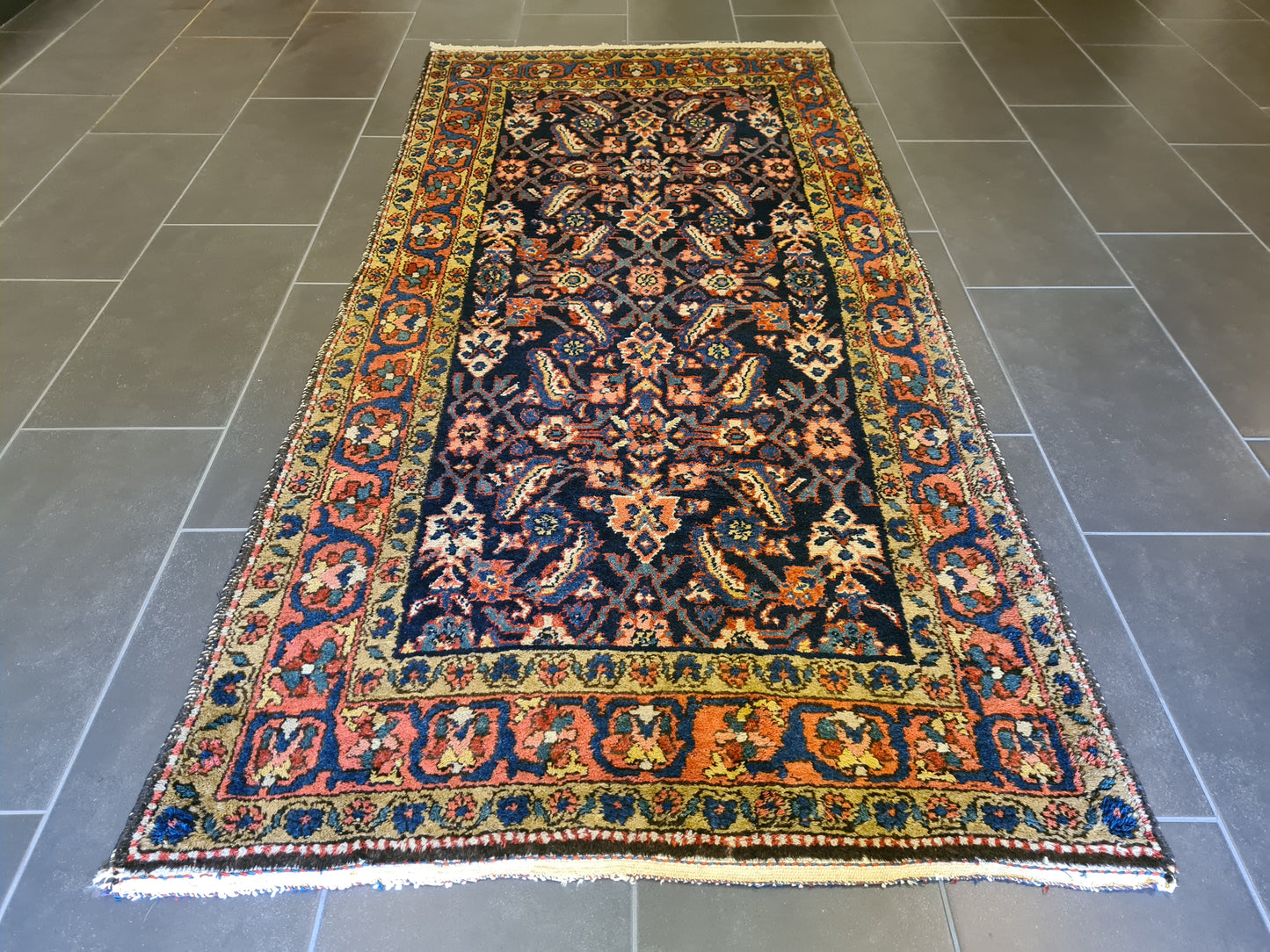 Antiker Handgeknüpfter Sarough Hamedan Orientteppich Sammlerstück 220x106cm