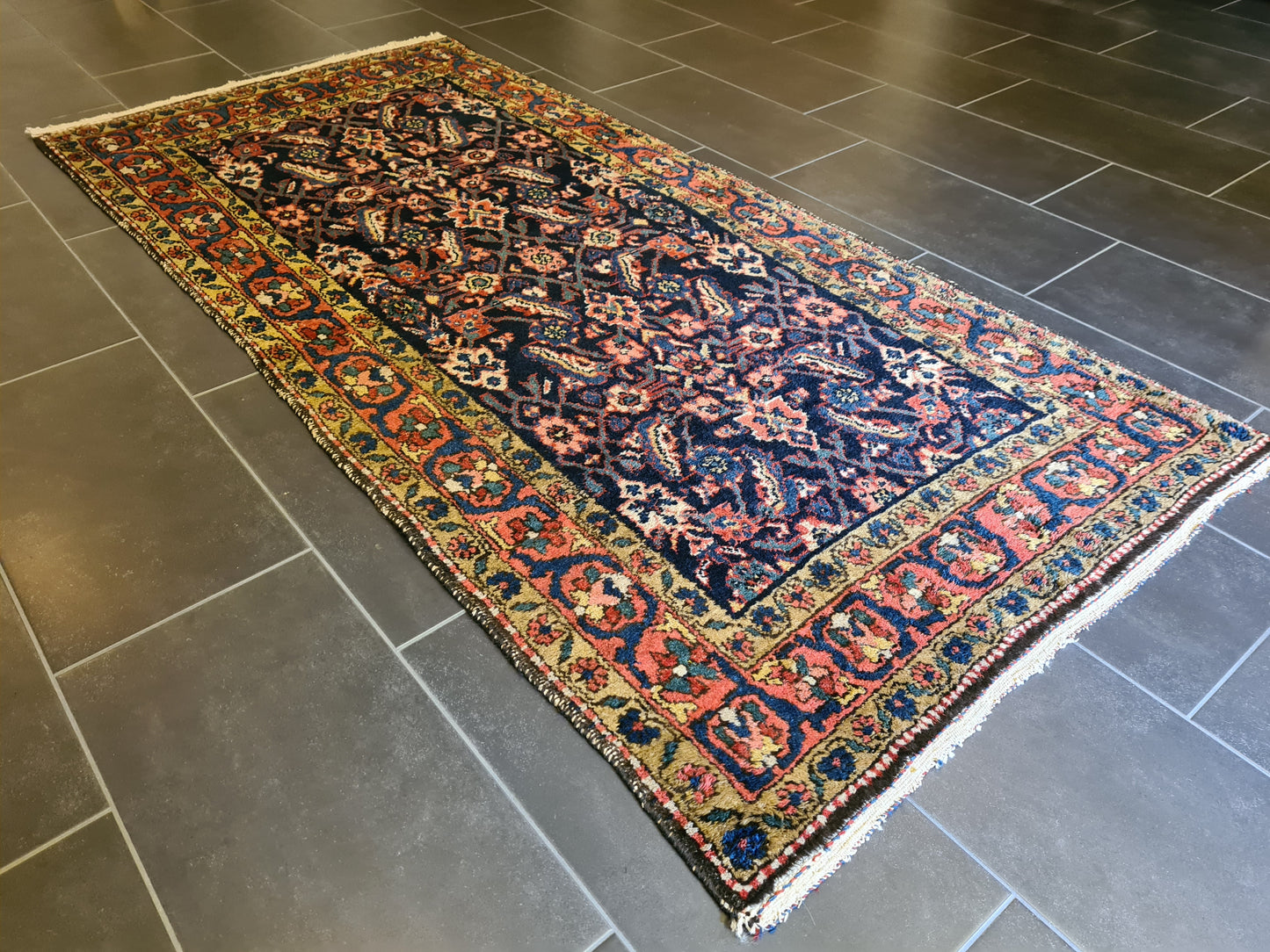 Antiker Handgeknüpfter Sarough Hamedan Orientteppich Sammlerstück 220x106cm