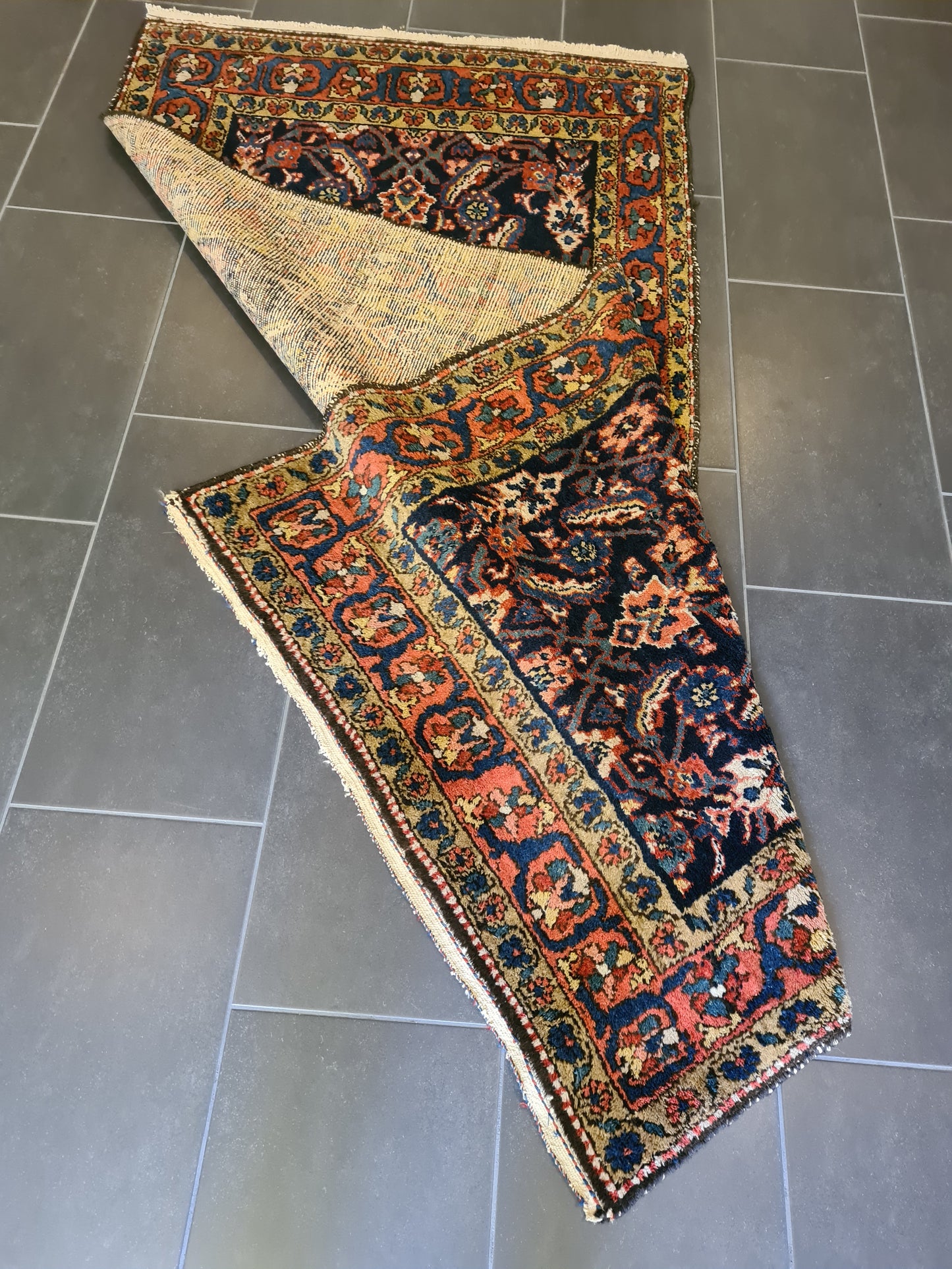 Antiker Handgeknüpfter Sarough Hamedan Orientteppich Sammlerstück 220x106cm