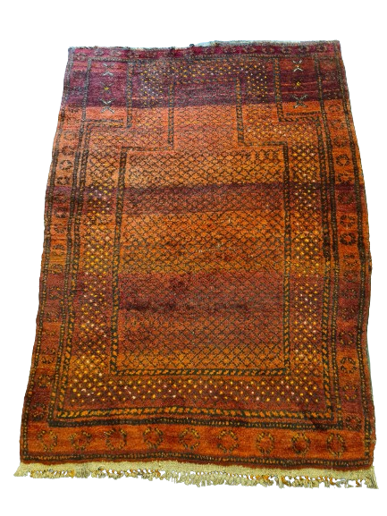 Antiker Afghanischer Gebetsteppich Handgeknüpfter Orientteppich Mihrab 126x93cm