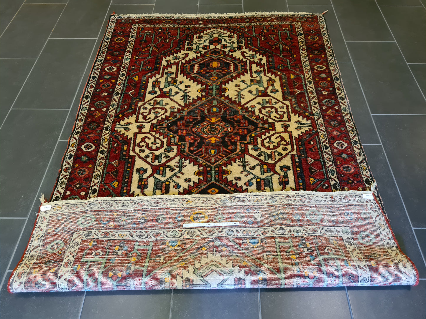 Antiker Handgeknüpfter Heris Karadja Orientteppich Sammlerstück 213x136cm