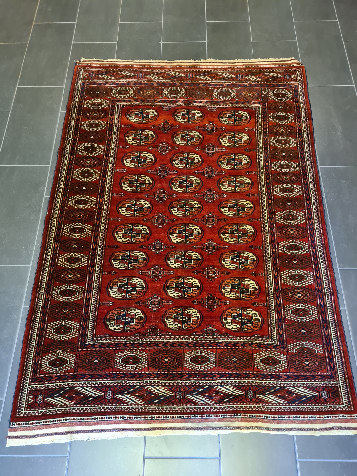 Antiker Handgeknüpfter Turkman Orientteppich – Seltenes Sammlerstück 215x145cm