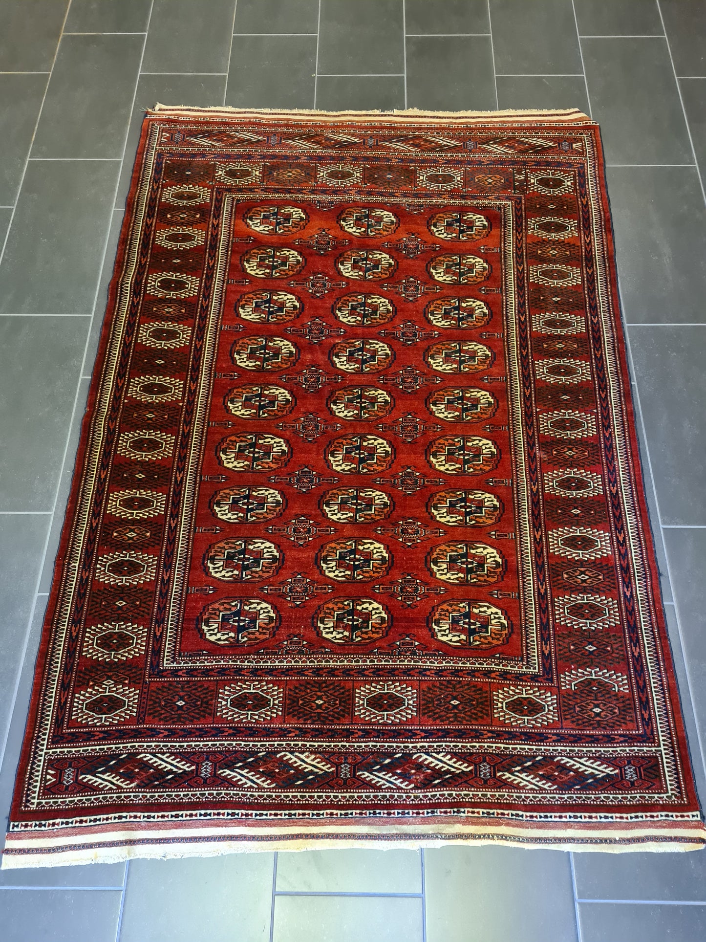 Antiker Handgeknüpfter Turkman Orientteppich – Seltenes Sammlerstück 215x145cm