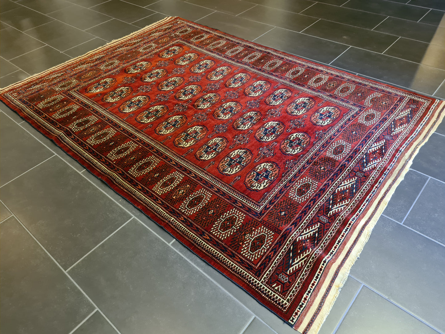 Antiker Handgeknüpfter Turkman Orientteppich – Seltenes Sammlerstück 215x145cm