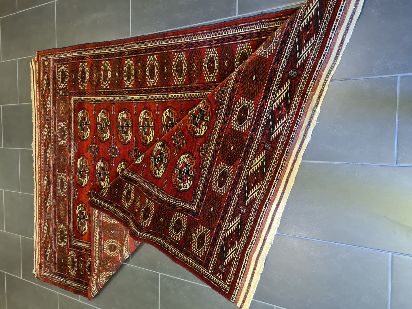 Antiker Handgeknüpfter Turkman Orientteppich – Seltenes Sammlerstück 215x145cm