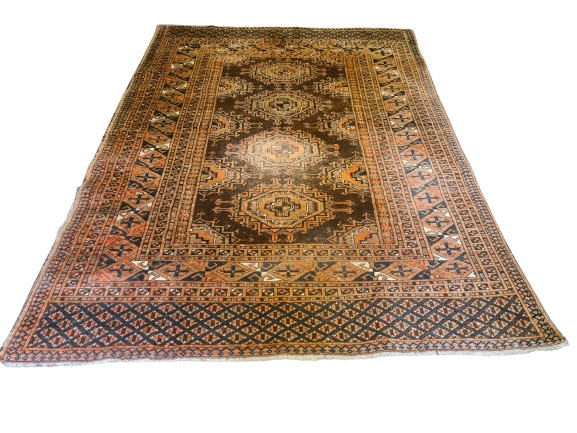 Antiker Handgeknüpfter Afghan Art Deco Orientteppich Sammlerstück 180x130cm