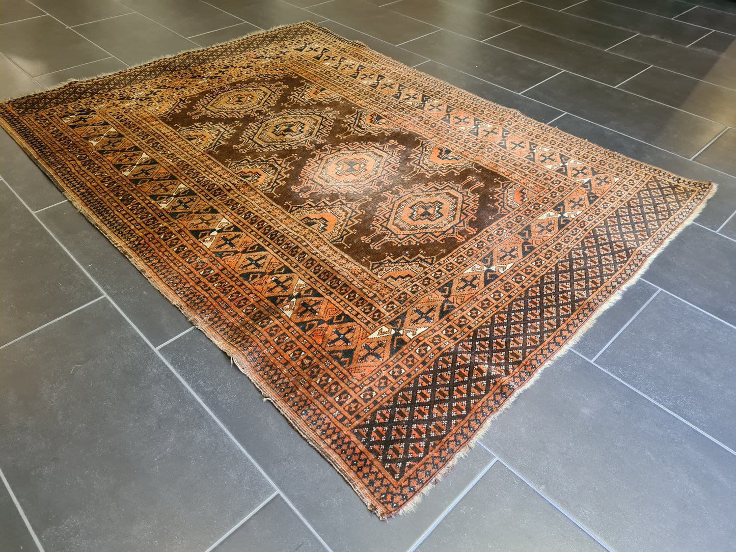 Antiker Handgeknüpfter Afghan Art Deco Orientteppich Sammlerstück 180x130cm