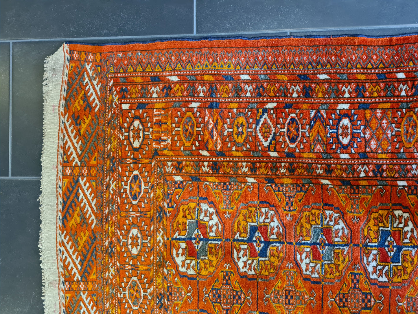 Antiker Handgeknüpfter Turkman Orientteppich im Art Deco 164X125