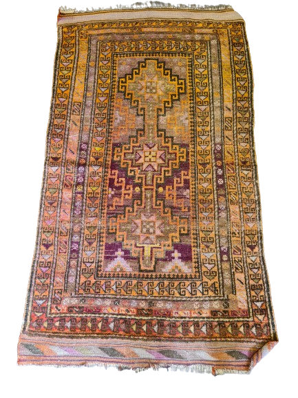 Antiker Handgeknüpfter Afghanischer Art Deco Orientteppich 140x82cm