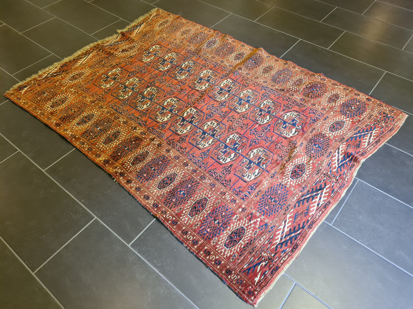 Seltener Antiker Turkman Art Deco Orientteppich Sammlerstück 186x138cm