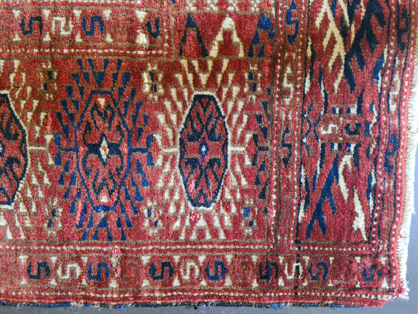 Seltener Antiker Turkman Art Deco Orientteppich Sammlerstück 186x138cm