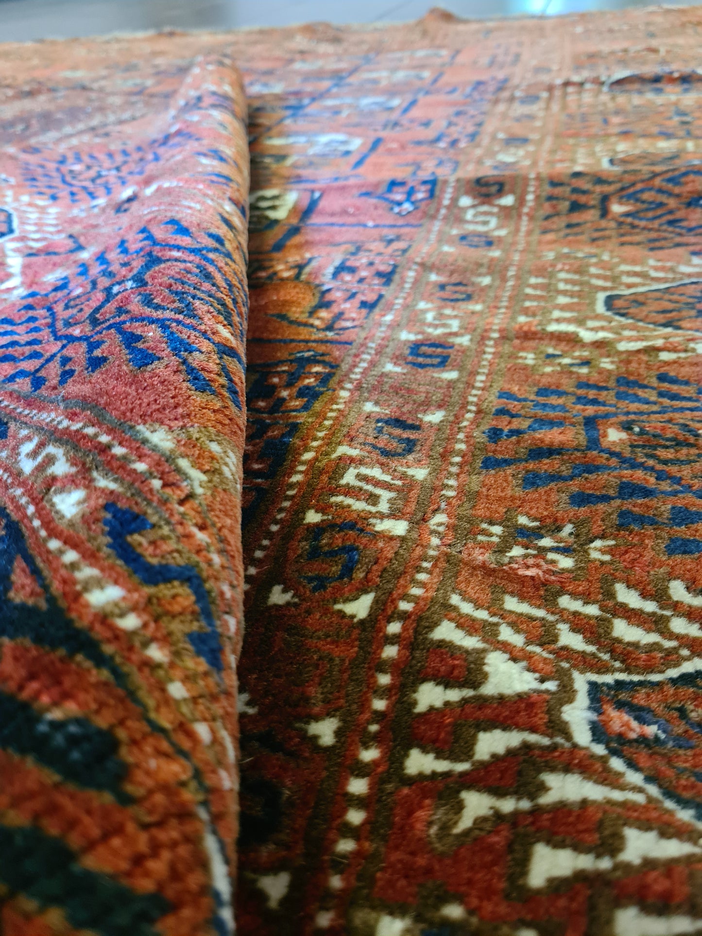 Seltener Antiker Turkman Art Deco Orientteppich Sammlerstück 186x138cm