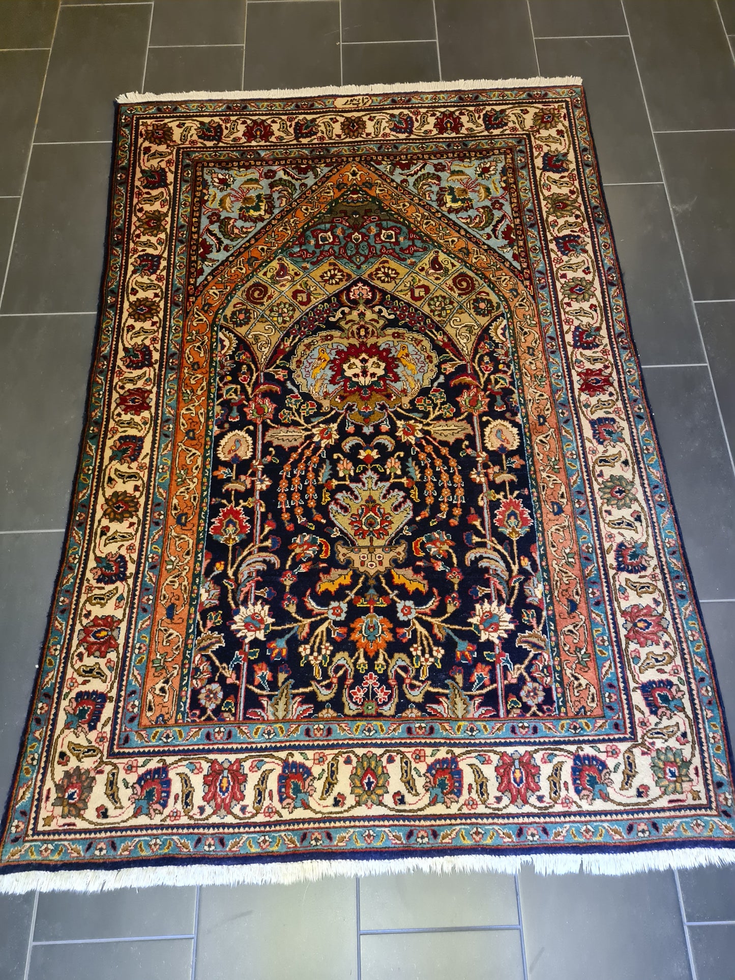 Seltener Handgeknüpfter Tabriz Perser Orientteppich Meisterwerk der Kunst 206x145cm