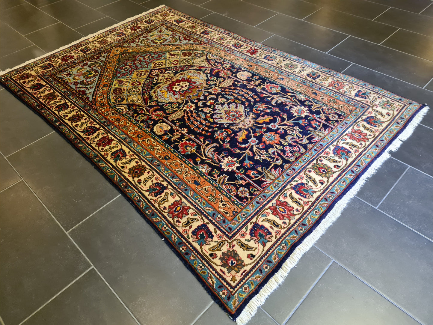 Seltener Handgeknüpfter Tabriz Perser Orientteppich Meisterwerk der Kunst 206x145cm