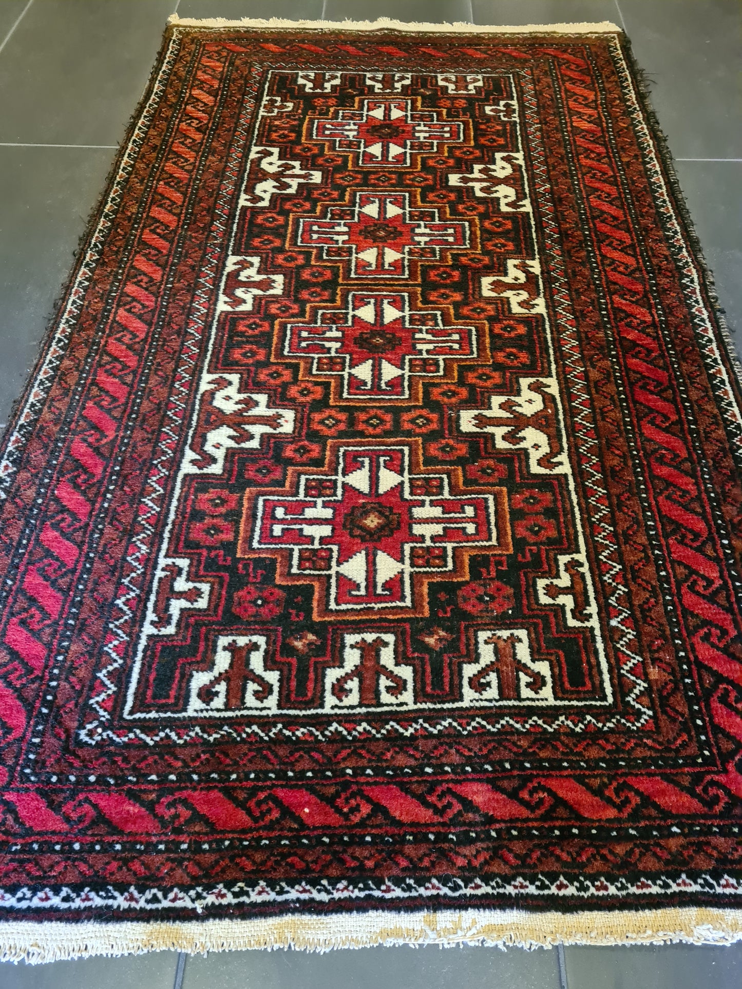 Antiker Handgeknüpfter Belutsch Art Deco Orientteppich Afghan 156x92cm