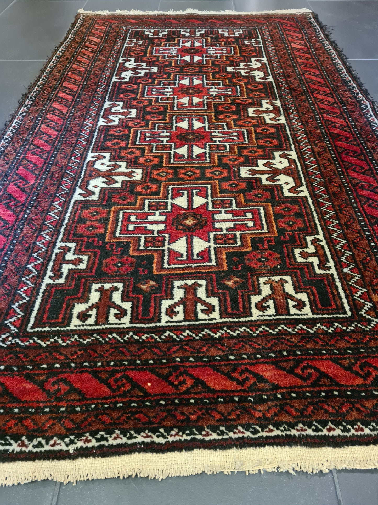 Antiker Handgeknüpfter Belutsch Art Deco Orientteppich Afghan 156x92cm