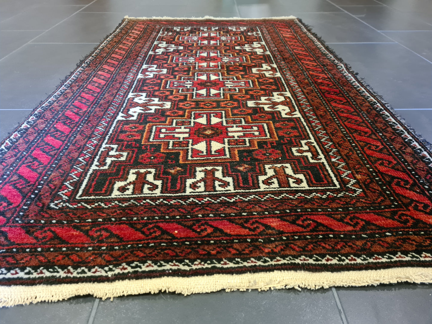 Antiker Handgeknüpfter Belutsch Art Deco Orientteppich Afghan 156x92cm