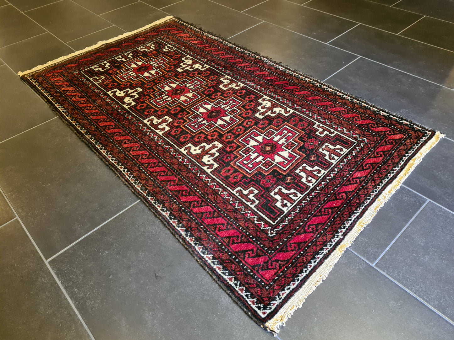 Antiker Handgeknüpfter Belutsch Art Deco Orientteppich Afghan 156x92cm