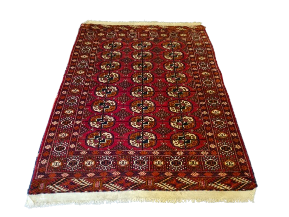 Feiner Antiker Handgeknüpfter Buchara Jomut Orientteppich Turkman Sammlerstück 130x100cm