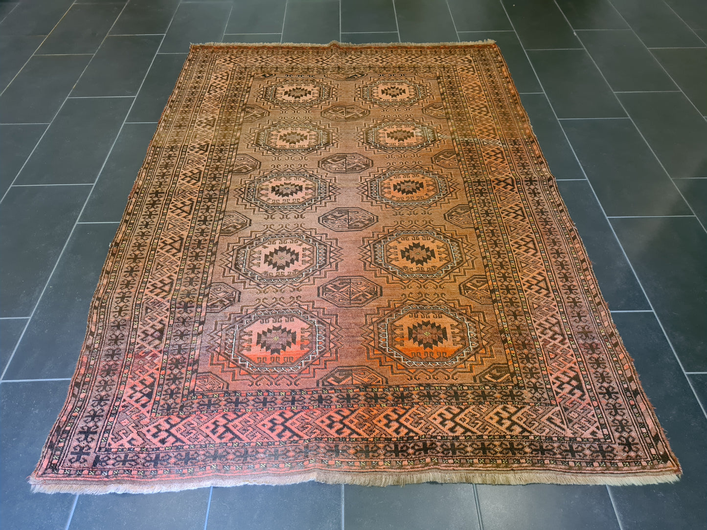 Antiker Handgeknüpfter Afghan Art Deco Orientteppich Handwerkskunst 216x155cm