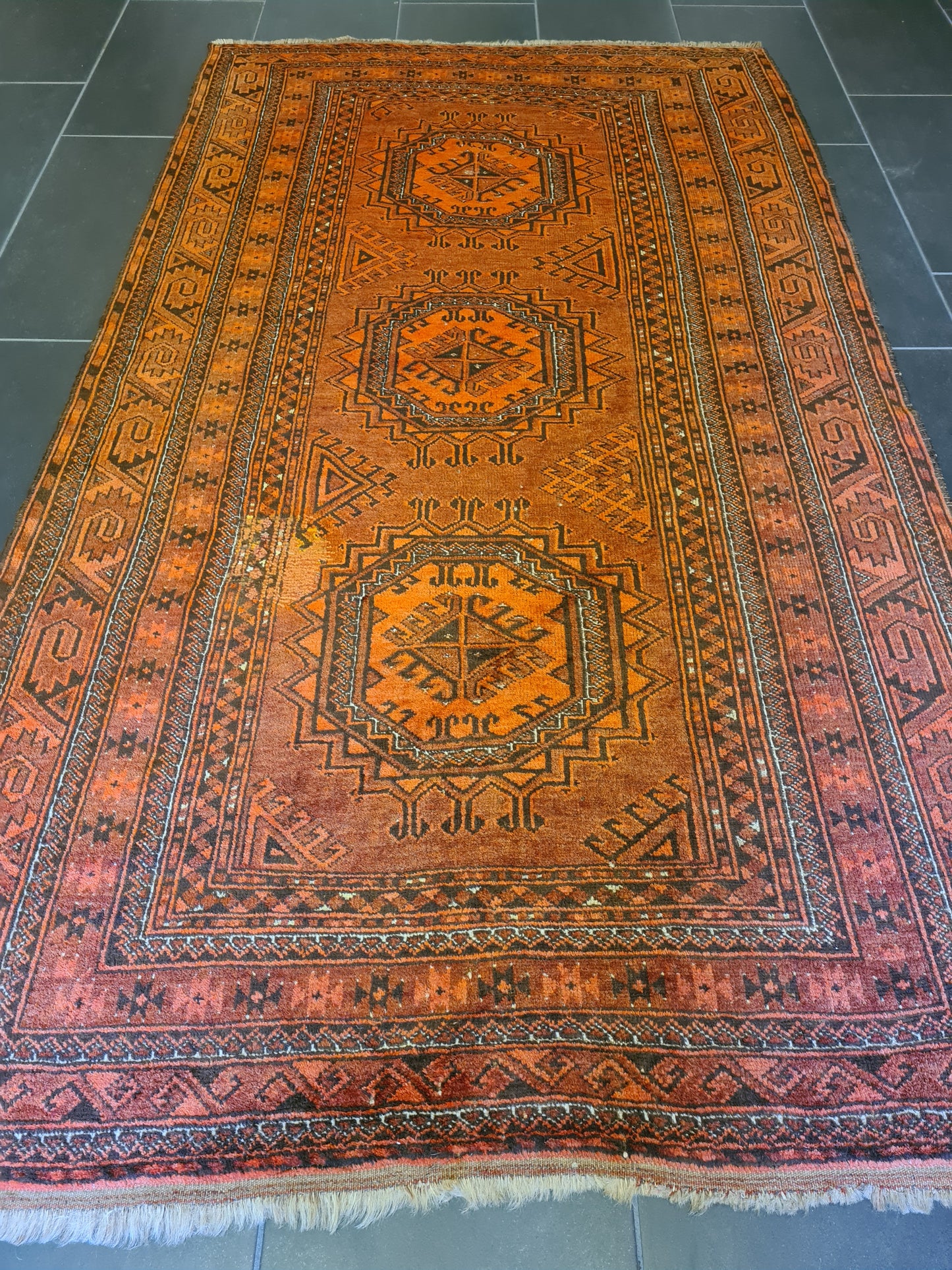 Antiker Handgeknüpfter Afghan Art Deco Orientteppich 210x122cm