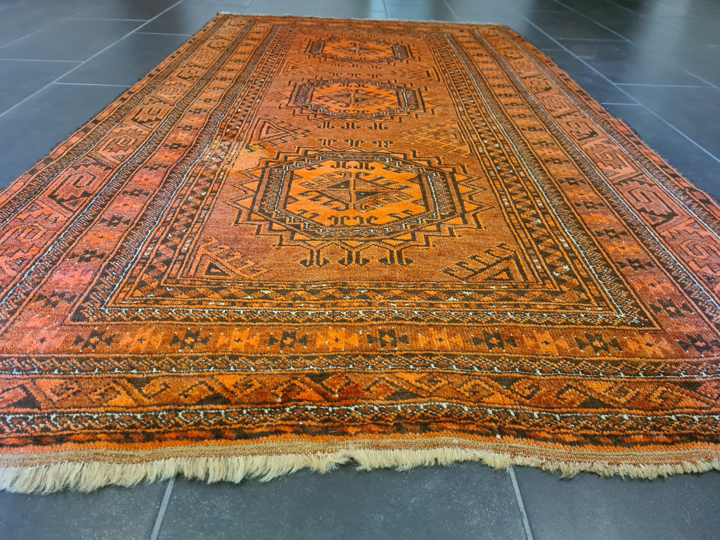 Antiker Handgeknüpfter Afghan Art Deco Orientteppich 210x122cm