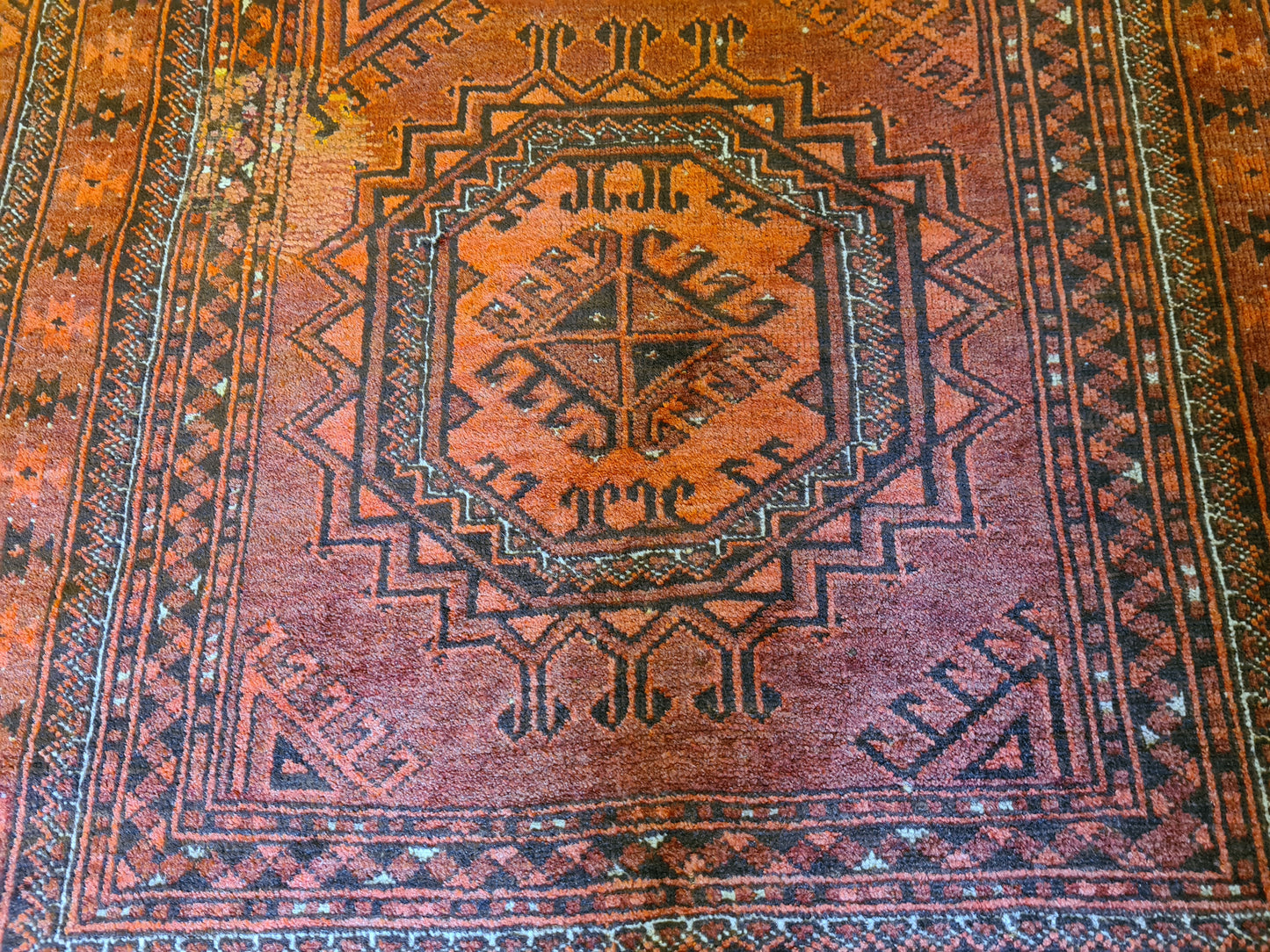 Antiker Handgeknüpfter Afghan Art Deco Orientteppich 210x122cm