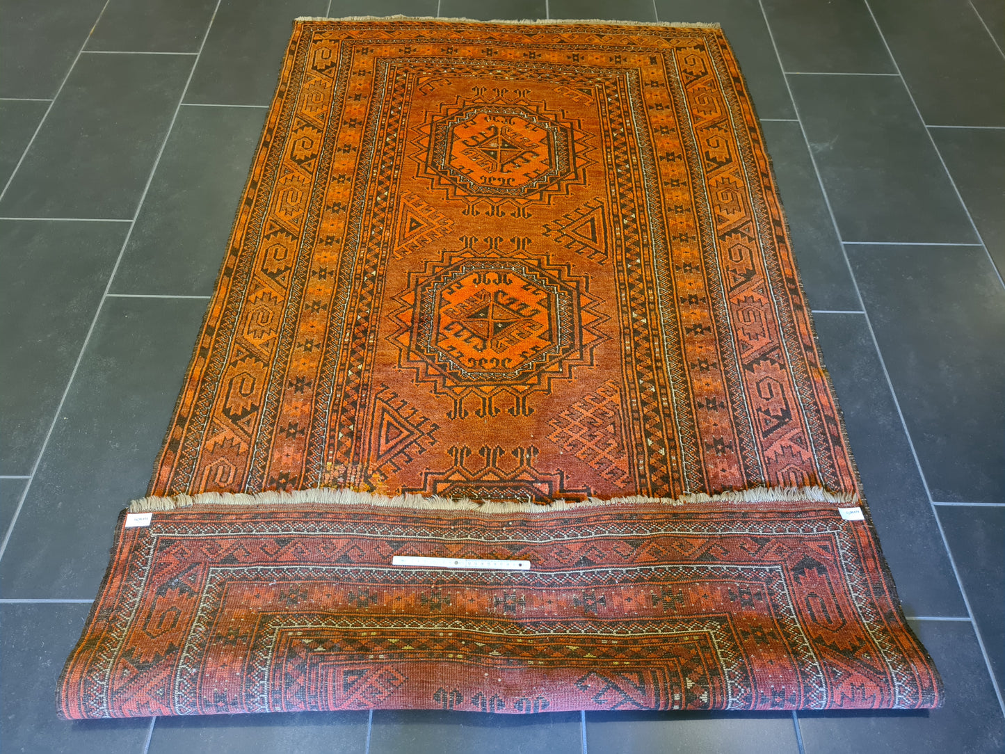 Antiker Handgeknüpfter Afghan Art Deco Orientteppich 210x122cm