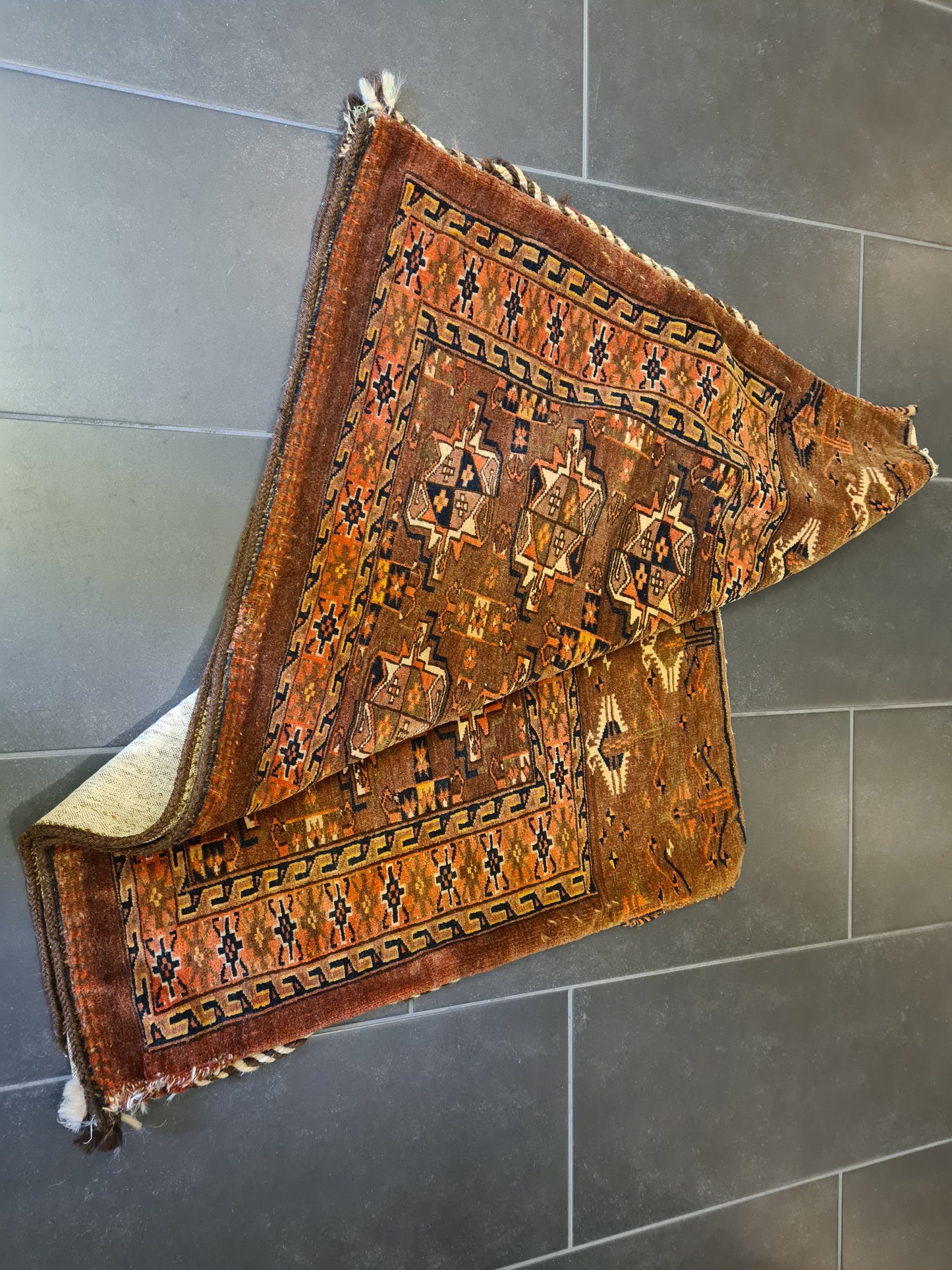 Antike Satteltasche - Feiner Handgeknüpfter Orientteppich 115x79cm